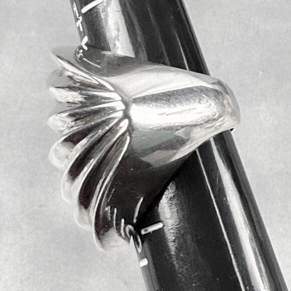 Vintage Taxco Mexico 925 Sterling Silver Ring Ribbed Dome Fan TV-111 Size 5 - Picture 16 of 16